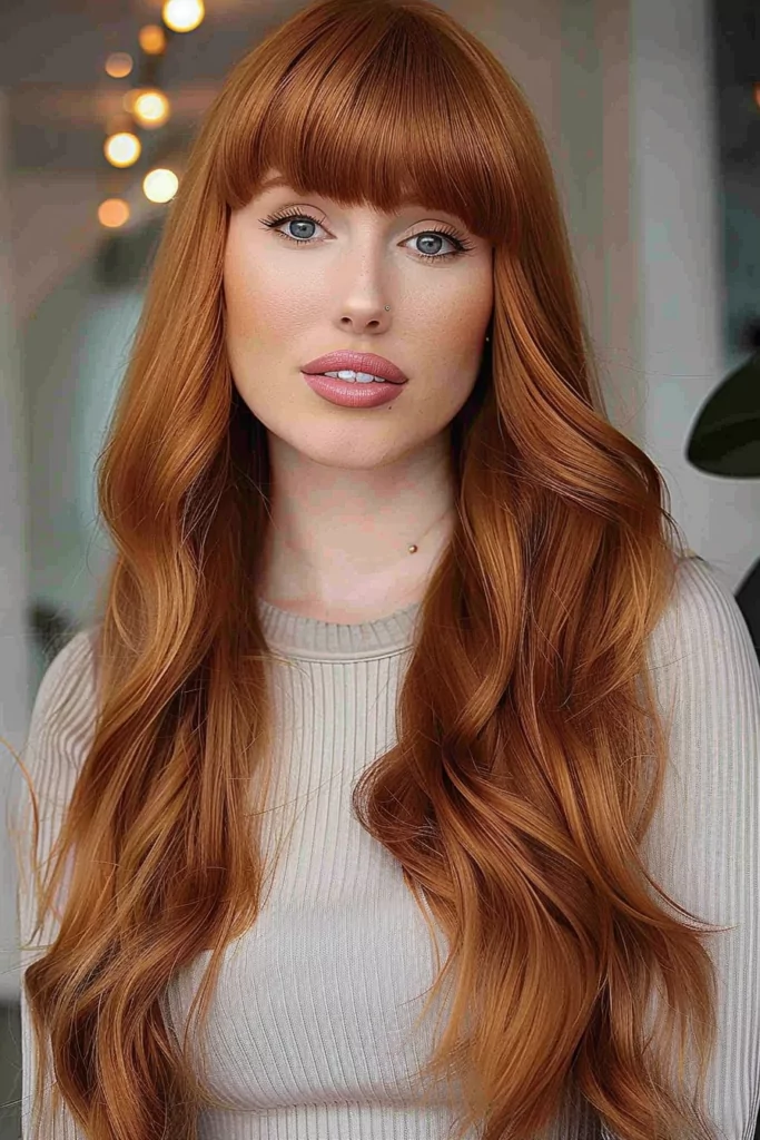 Naturally Ginger Long Hair with Fringe for ladies with thick hair