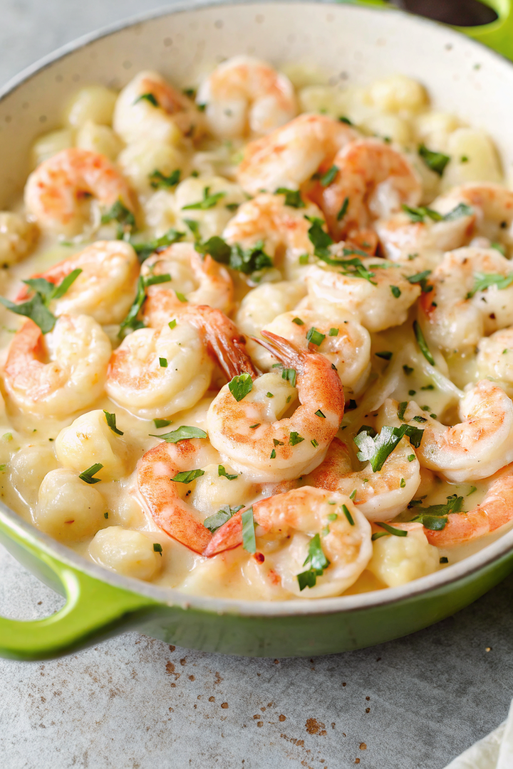 Shrimp and Gnocchi with Garlic Parmesan Cream Sauce